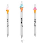 Click Pen w/ Dual Colored Ice Cream Cone Custom Imprinted