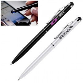 Custom Imprinted Aluminum Ballpoint Pen W/Soft Touch Stylus Tip