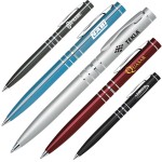 Twist Action Aluminum Ballpoint Pen w/ Shiny Chrome Clip & Trim Custom Imprinted