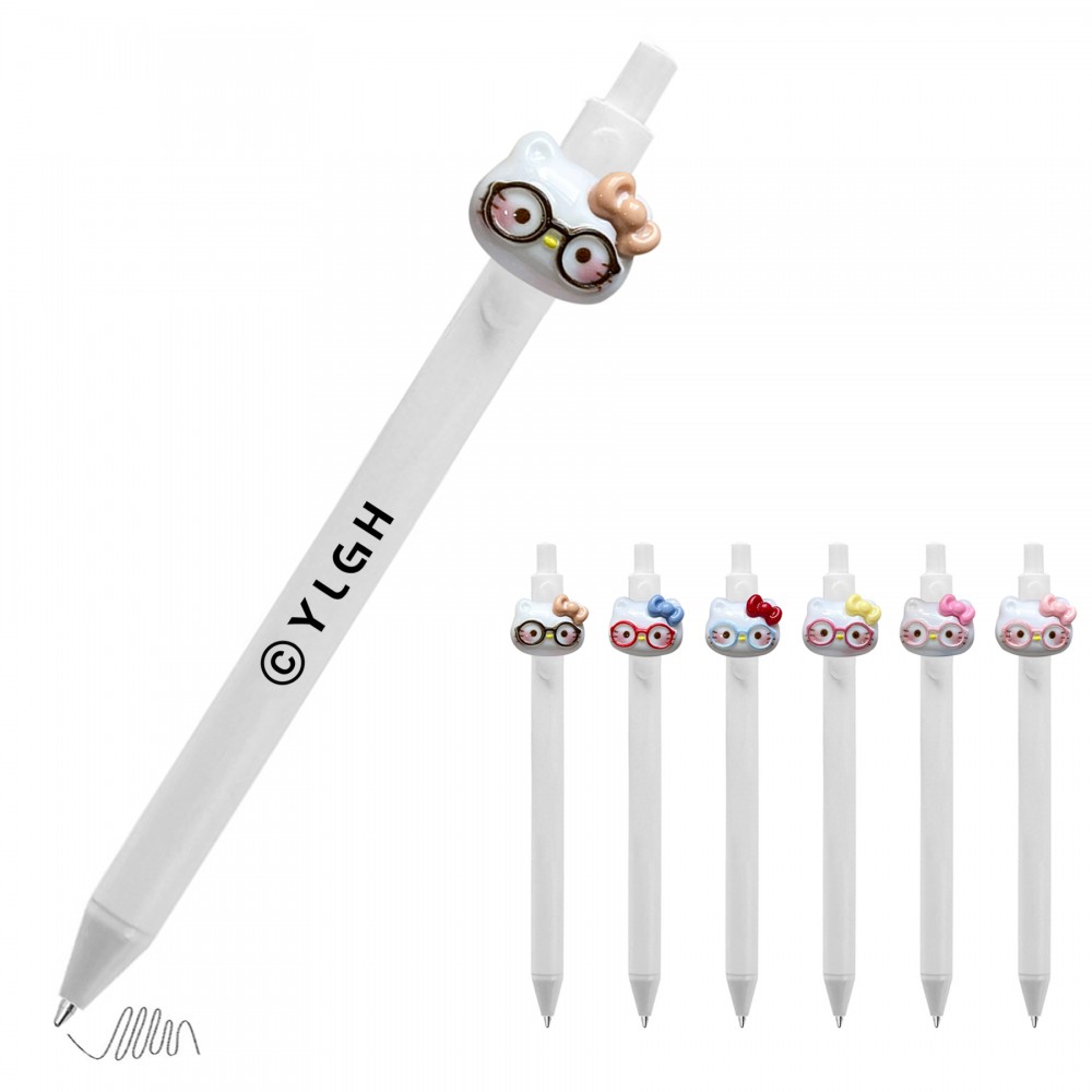 Custom Imprinted Click Activated Pen with Cat Wearing Eyeglasses