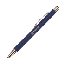 Logo Branded Lisse Metal Pen - Matte Blue/Rose Gold