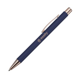 Lisse Metal Pen - Matte Blue/Rose Gold Custom Imprinted
