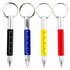 6 In 1 Multi-tool Pen With Key Ring Custom Imprinted