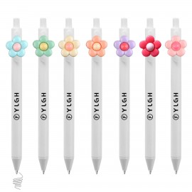 Custom Engraved Click Pen w/ 5 Round Petal Flower