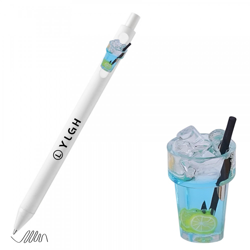 Custom Engraved Click Activated Pen with Iced Lemonade