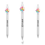 Custom Engraved Click Pen w/ Smile Rainbow Flower