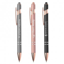 Ellipse Softy Rose Gold Metallic Pen w/ Stylus - Laser Custom Imprinted