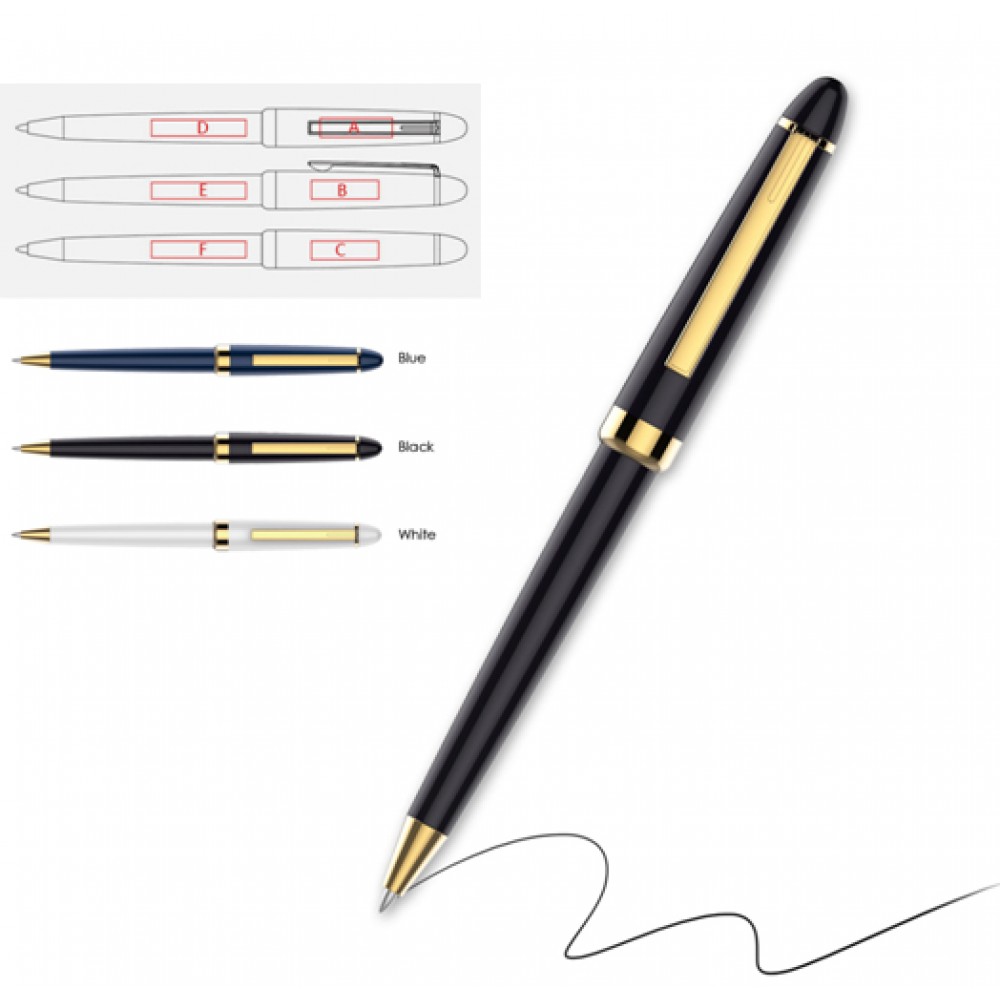 Metal look Ballpoint Pen with golden clip Custom Imprinted