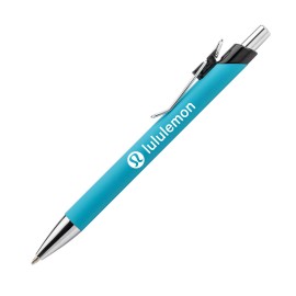 Logo Branded Elijah Clicker Pen - Teal  Logo Branded Elijah Clicker Pen - Teal
