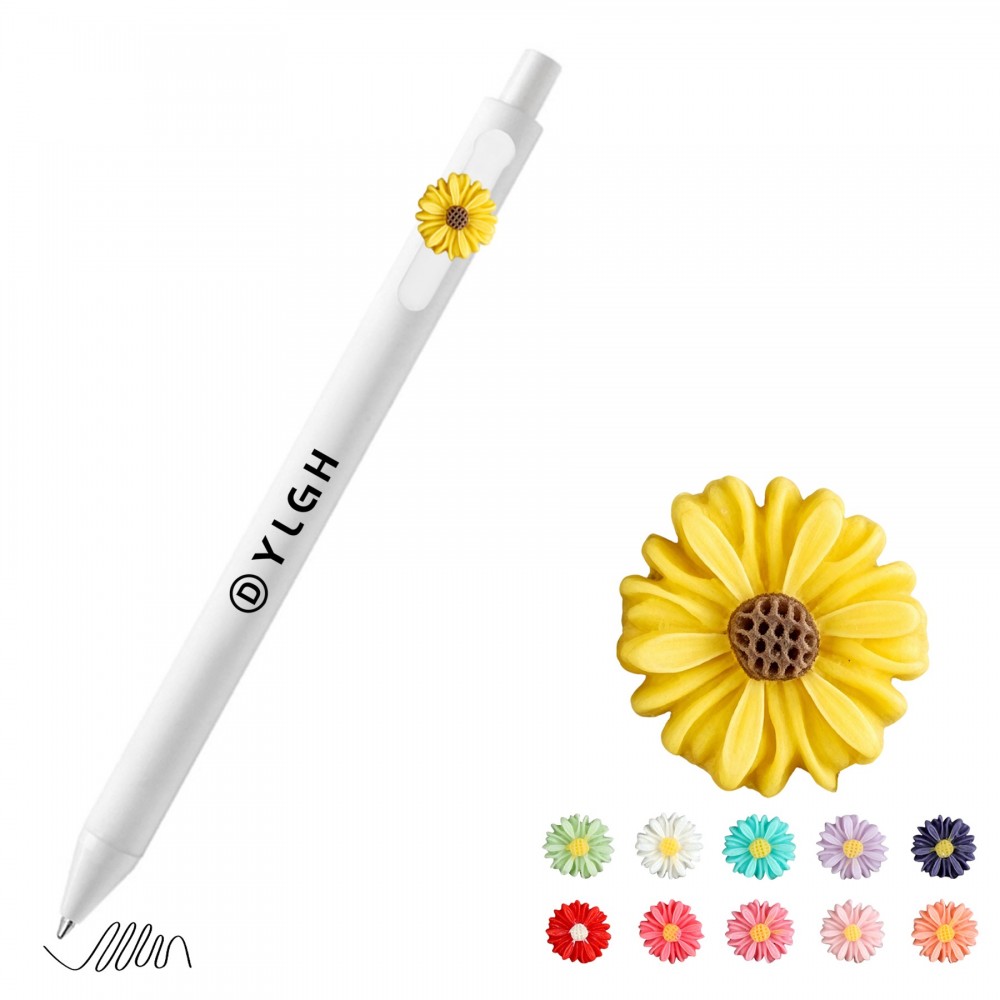 Click Pen w/ Daisy Flower Logo Branded
