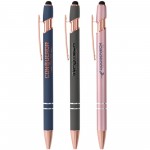 Custom Engraved Soft Touch Rose Gold Trim Metal Pens