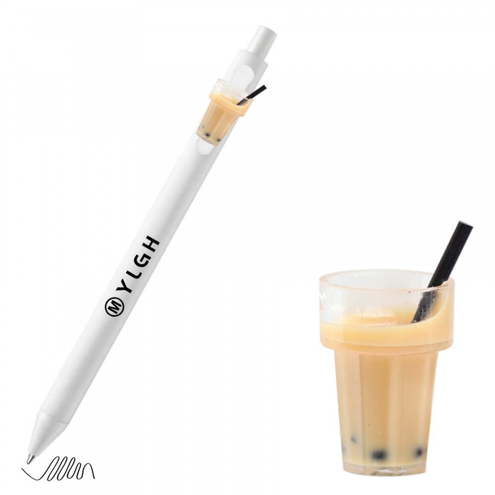 Click Activated Pen with Milk Tea Logo Branded