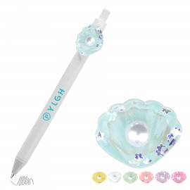 Click Activated Pen with Pearl Sequin Shell Custom Imprinted