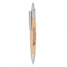 Logo Branded Ash Click-Action Bamboo Pen