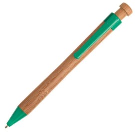 Custom Engraved Bamboo Click-action Pen - Green