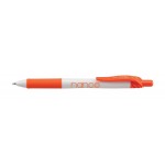 Logo Branded EnerGel-X White Barrel Metal Tip Gel Ink Pen - Orange