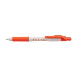 Logo Branded EnerGel-X White Barrel Metal Tip Gel Ink Pen - Orange