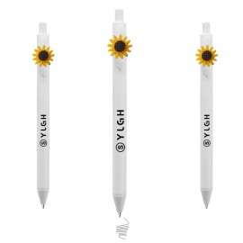 Sharp Leaf Sun Flower Click Pen Logo Branded
