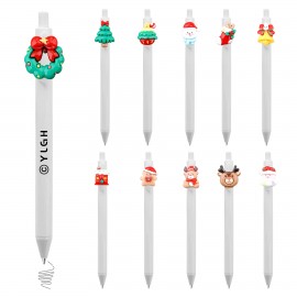 Custom Imprinted Click Activated Pen With Christmas Decoration