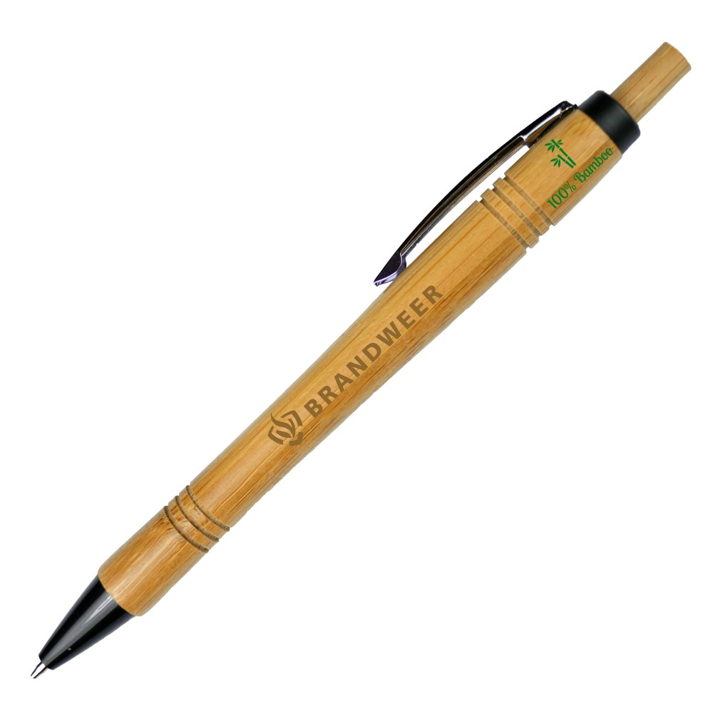 Custom Imprinted Eco-Friendly Recyclable Bamboo Clicker Pen w/ Clip Custom Imprinted Eco-Friendly Recyclable Bamboo Clicker Pen w/ Clip