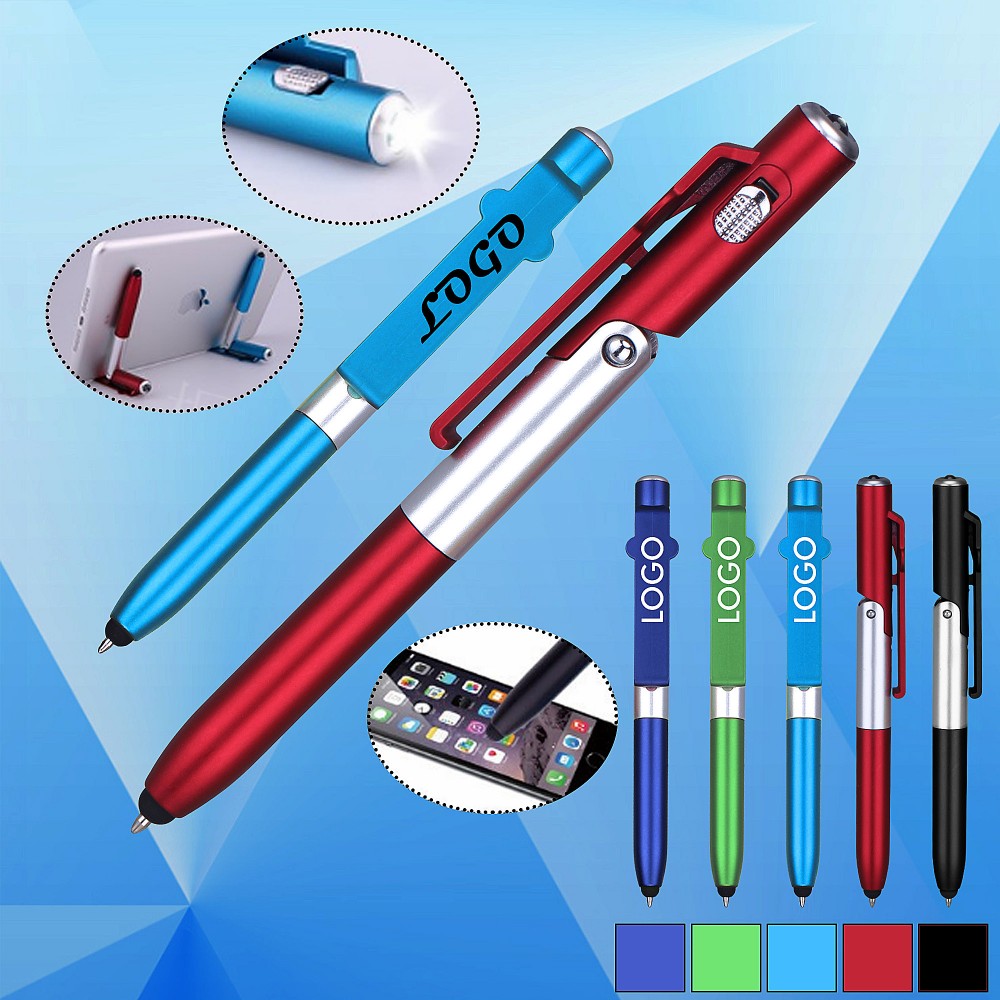 Logo Branded 4-in-1 Stylus Pen w/ Phone Holder Logo Branded 4-in-1 Stylus Pen w/ Phone Holder