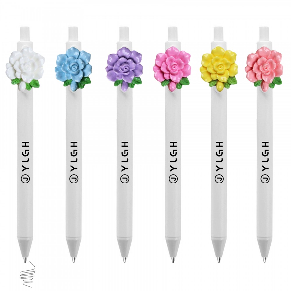Custom Imprinted Click Pen w/ Jasmine Flower