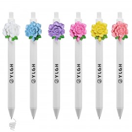 Custom Imprinted Click Pen w/ Jasmine Flower