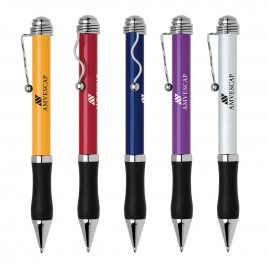 Flora-II Aluminum Squiggle Ballpoint Pen w/Rubber Grip & Chrome Trim Logo Branded