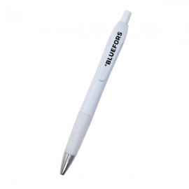 Logo Branded High-quality retractable gel pen with transparent barrel.