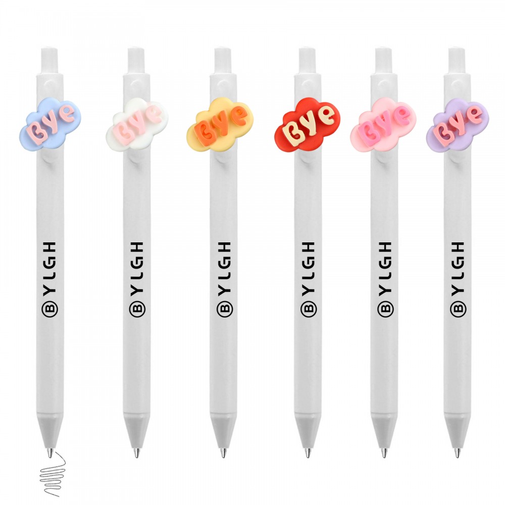 Custom Imprinted Click Pen w/ Bye Sign