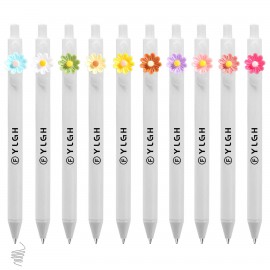 Colorful Flowers Click Activated Pen Custom Engraved