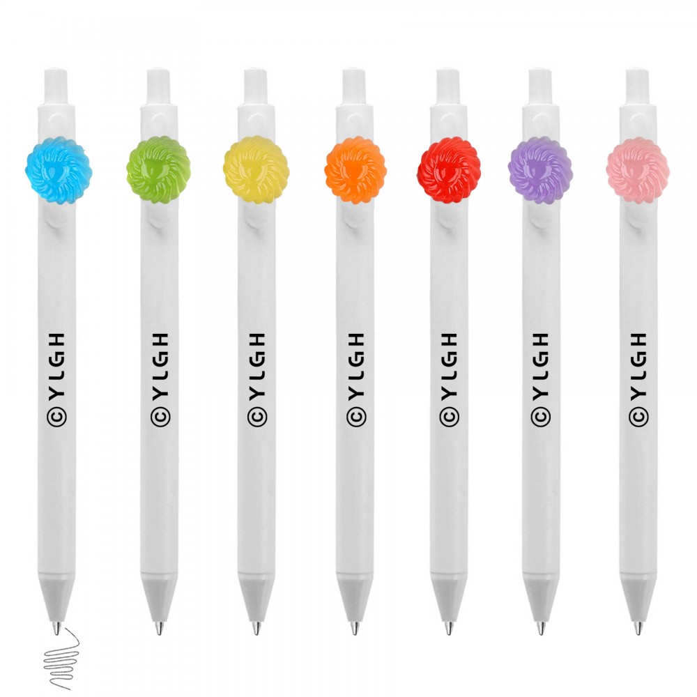 Click Activated Pen With Flower Candy Piece Custom Imprinted