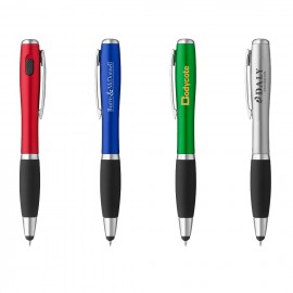 Plastic Curvy Ballpoint Stylus Pen with LED Logo Branded