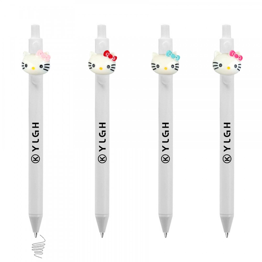 Logo Branded Click Pen w/ Bow Tie Cat