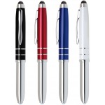 Logo Branded Lumos Light Pen and Stylus. Combination of LED light, ball point pen and touch screen stylus red pen