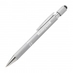 Mabel Exectuive Spin Top Pen w/Stylus - Silver Logo Branded