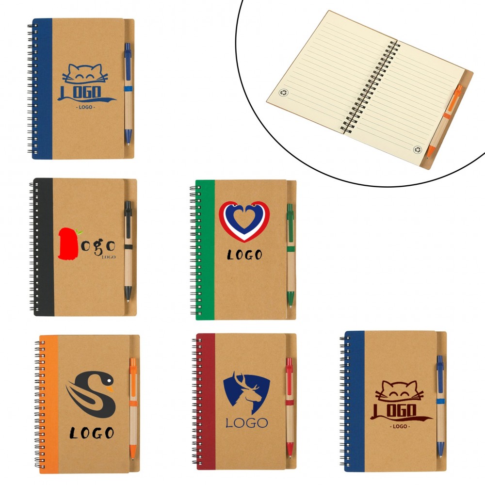 Custom Engraved 5" x 7" Eco-Friendly Spiral Notebook (With Pen)