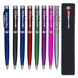 Custom Imprinted Metal Pen, Laser Pointer & Flashlight w/ PE-Pouch