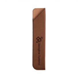Logo Branded Dark Brown Leatherette Pen Sleeve