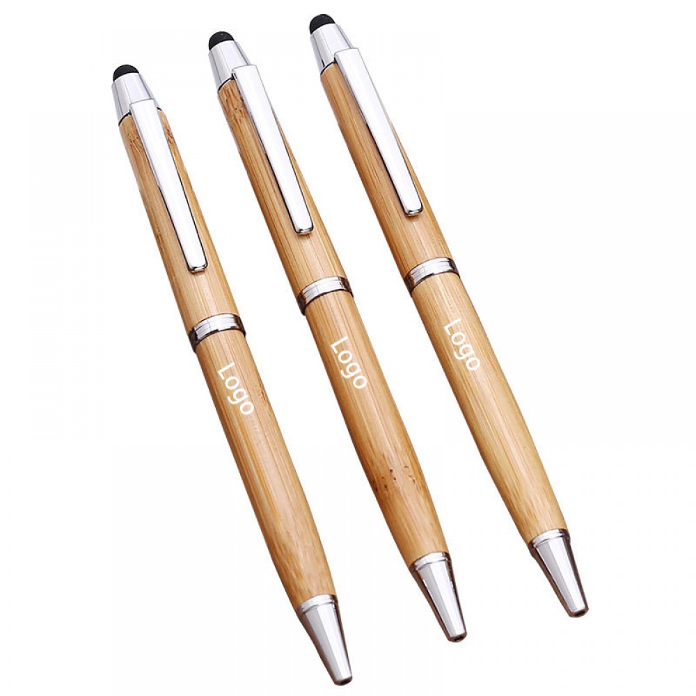 Custom Engraved 2 in 1 Luxury Wooden Ballpoint Pen and Touch Pen
