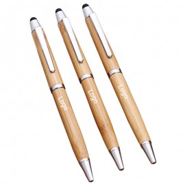 Custom Engraved 2 in 1 Luxury Wooden Ballpoint Pen and Touch Pen