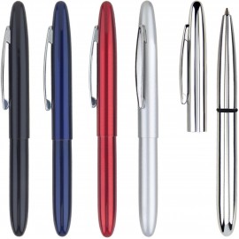 Pocket Pen Series - mini pocket size ball point pen. Brass metal, cap, chrome trim, red pen. Logo Branded  Pocket Pen Series - mini pocket size ball point pen. Brass metal, cap, chrome trim, red pen. Logo Branded
