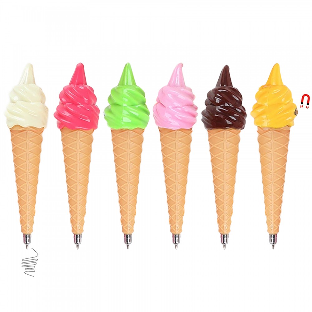 Custom Engraved Blank Ice Cream Cone Shaped Pen With Magnet