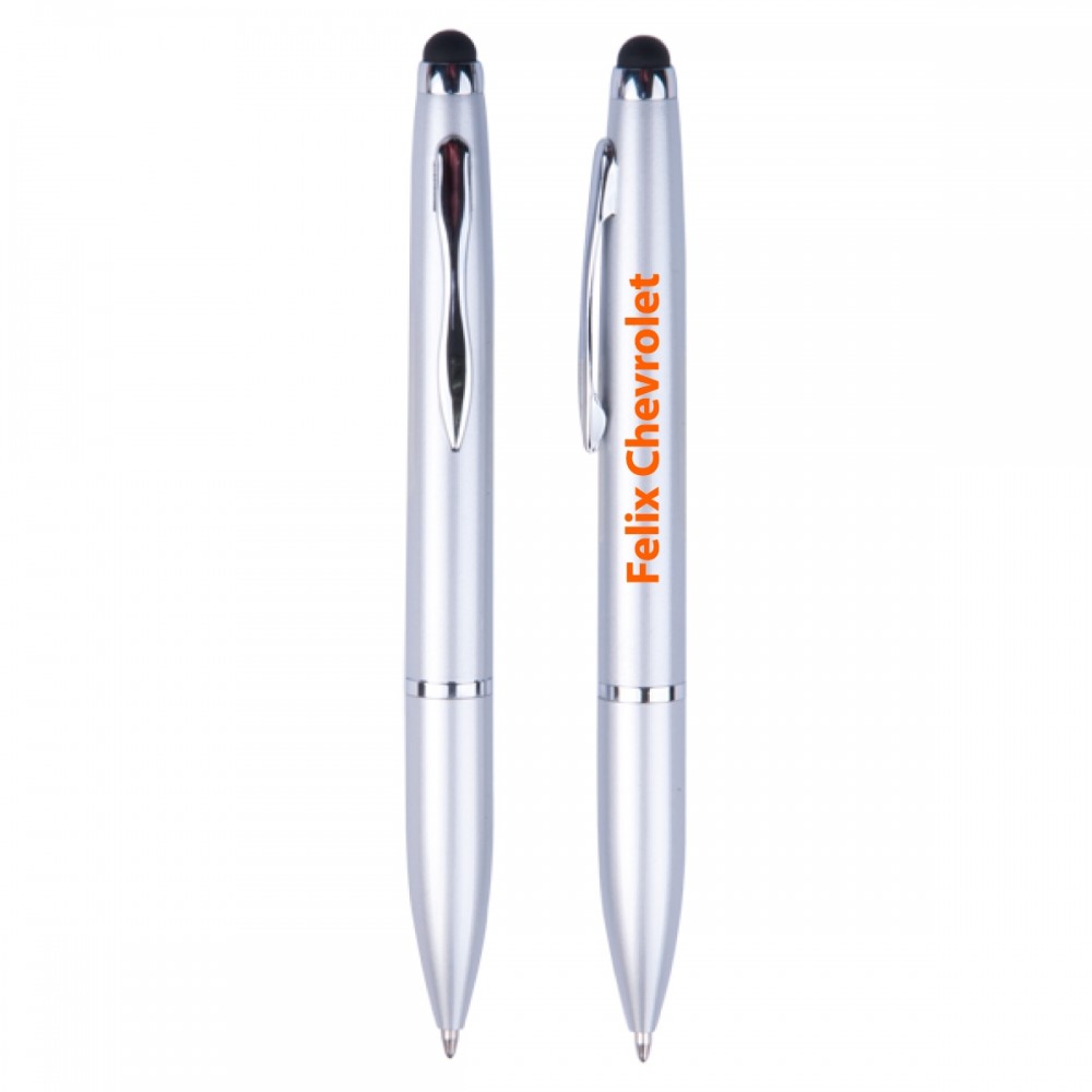 Textured Ballpoint Pen With Stylus Logo Branded