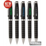 Custom Imprinted Union Printed, Promotional "Ebon" Grid All Metal Twister Pen