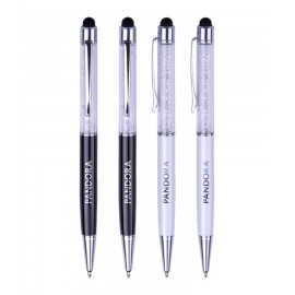 Custom Engraved Union Printed - Gem Stone Metal Ballpoint Pen with Stylus & Cross Refill