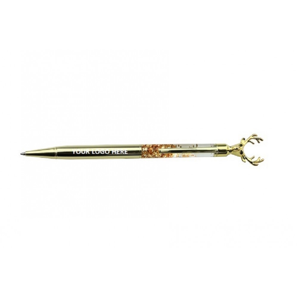 Deer Top Floating Glitter Pen Custom Engraved Deer Top Floating Glitter Pen Custom Engraved