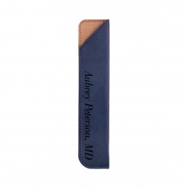 Custom Imprinted Blue Leatherette Pen Sleeve