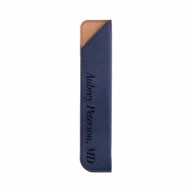 Logo Branded Blue Leatherette Pen Sleeve