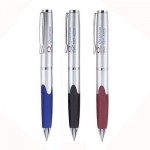 Metal Twist Action Ballpoint Pen with Colored Rubber Grip Custom Engraved